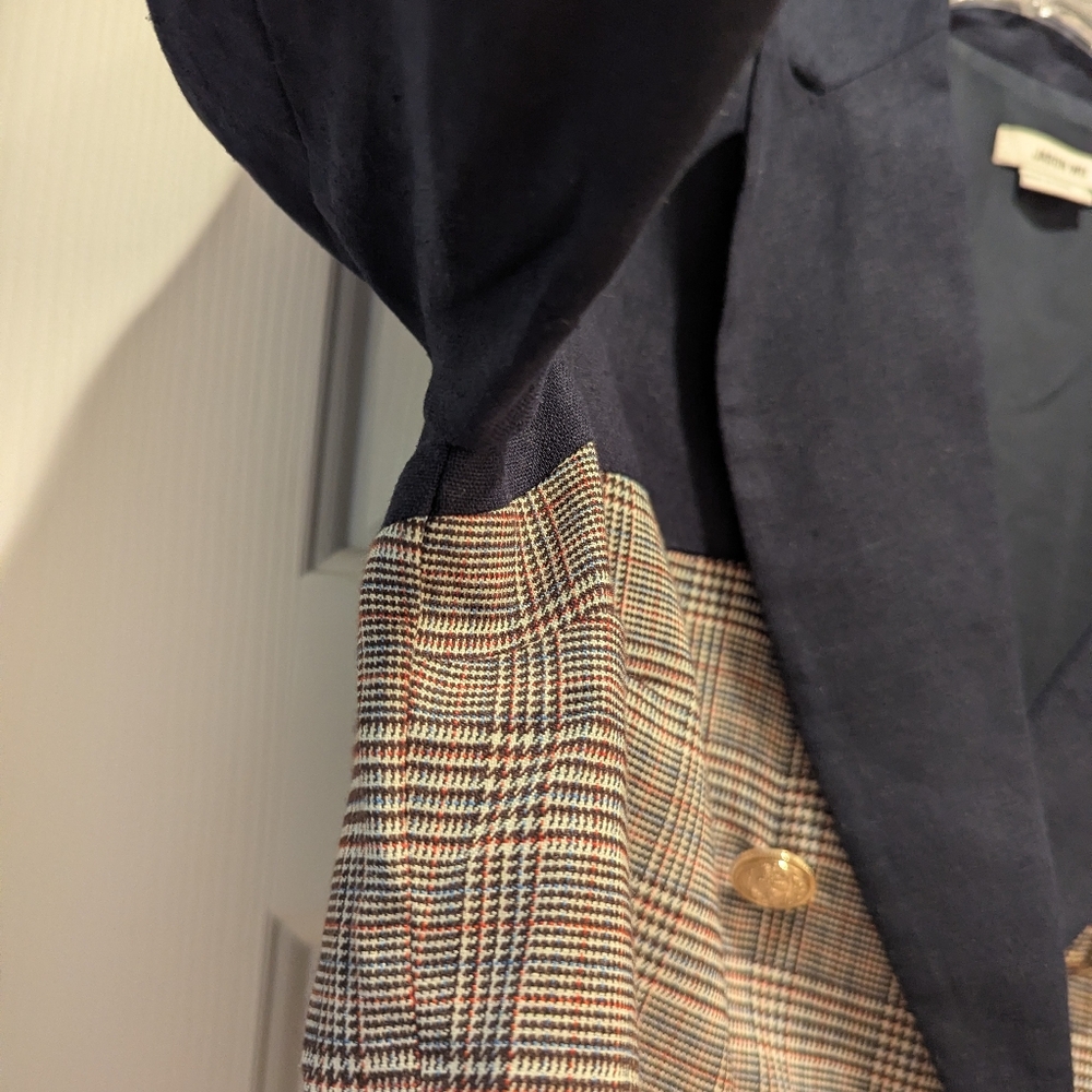 Jason Wu Navy and Plaid Crop Blazer Jacket Size Small *EUC - Picture 7 of 15
